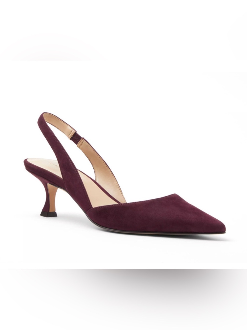 ANN TAYLOR RICH CRANBERRY SUEDE SLINGBACK KITTEN HEEL PUMPS HEELS SHOES SZ 5